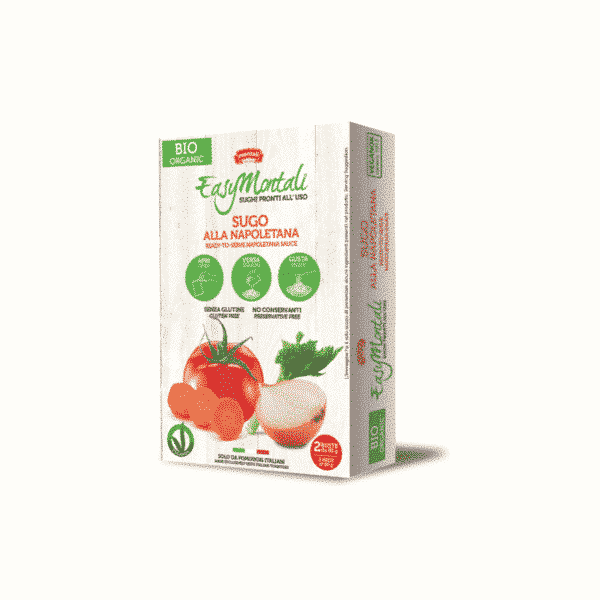 Organic sauce - NAPOLETANA Description: ready organic tomato sauce with soffritto (browned carrots-onions-celery-garlic mix)