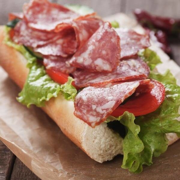 Panino with Soppressata and wild Herbs Pecorino cheese